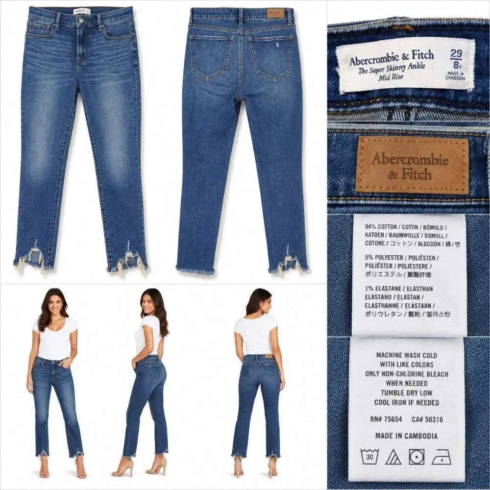 Abercrombie Super Skinny Ankle Jeans 29/8R Mid Rise